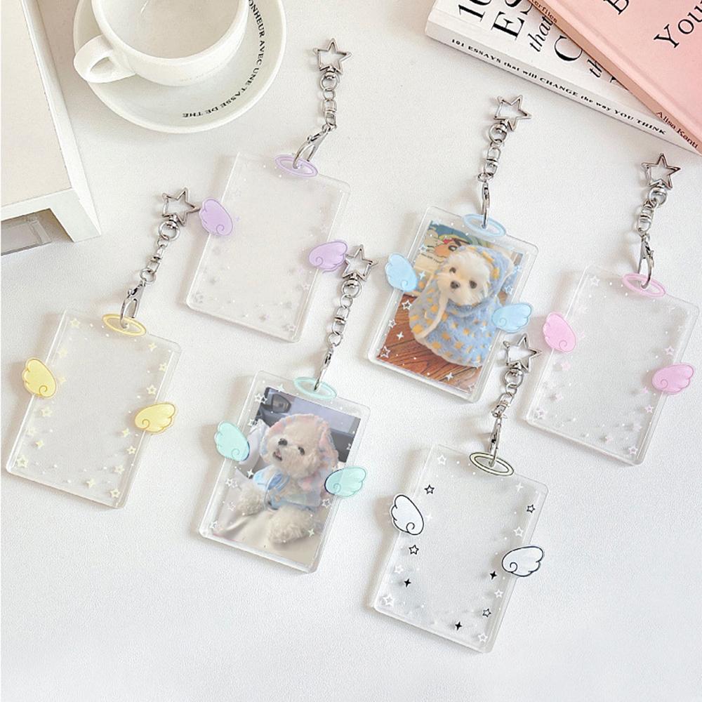 Angel Wings Card Holder K-POP Idol Album Postcard Organizer Clear Acrylic Badge ID Card Holder K-pop Album Binder Photo Frame