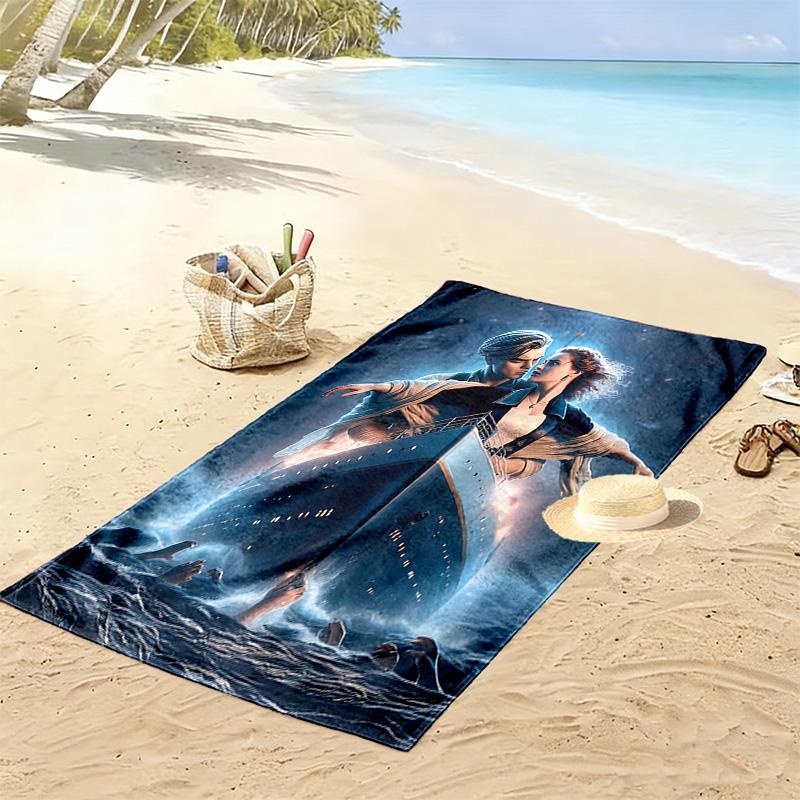 Titanic Print Beach Towel, Large Soft Quick Dry Towel for Beach Camping Swimming