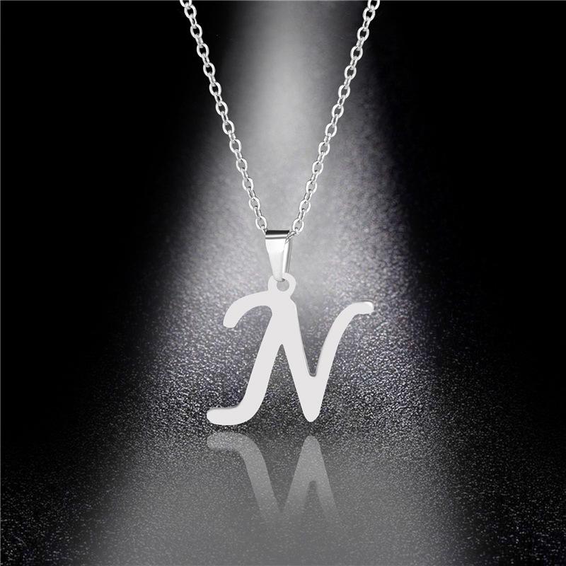 Simple English Letter Necklace Collarbone Chain Women Fashion Jewelry 26 Alphabet Pendant