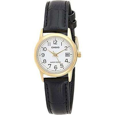 Leather Band Watch with Dial and Date Display LTP-V002GL-7B2 Women's Gold-Tone Easy-to-Read