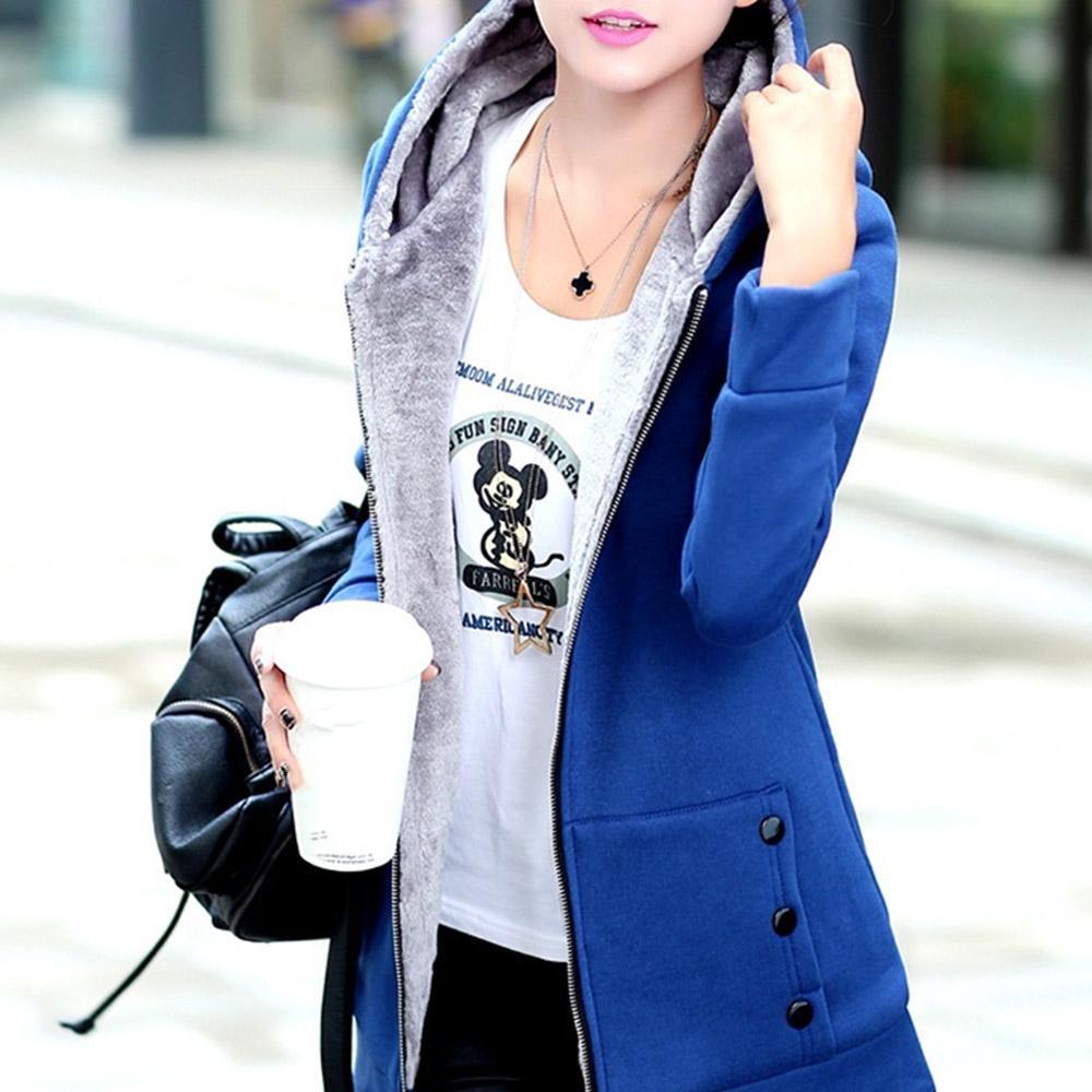 Women's Autumn and Winter Thickened Jacket In The Long Section of Solid Color Slim Sweater