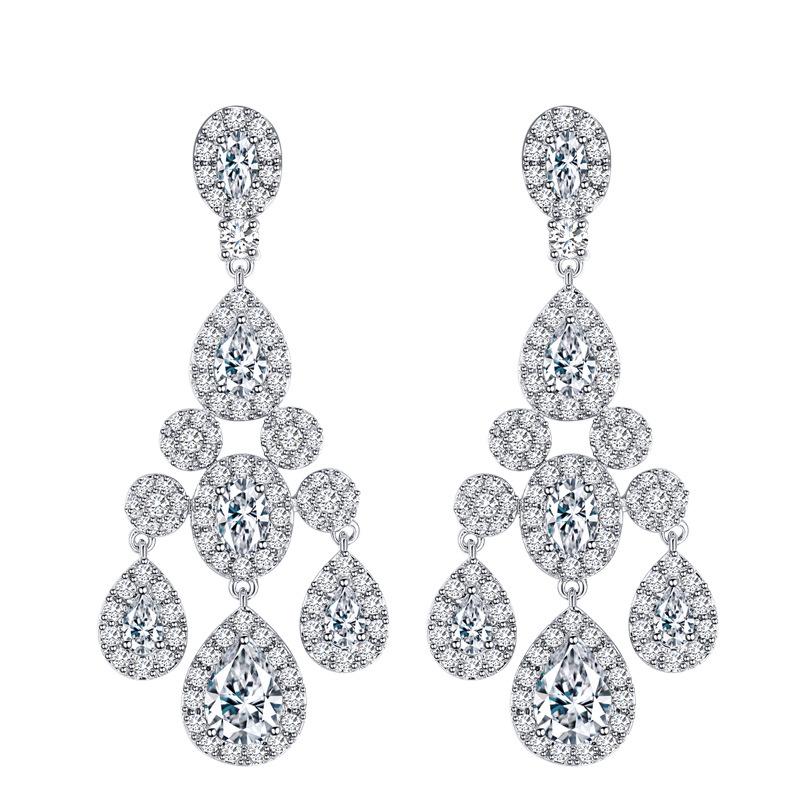 Zircon Stud Earrings, Retro Long Temperament Diamond-Set Fringed Earrings, Trendy Earrings.