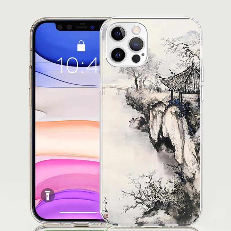 Chinese Style ink Painting Art Phone Case For iPhone 17 Air 16 15 Plus 11 14 Pro Max 13 Mini 12 7 8 + SE Pattern Art Customized