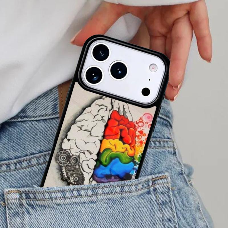 Human Brain Art Phone Case for iPhone 16e 15 14 13 12 17 Pro Max Plus Air 17pro Cover Coque
