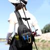 Fishing Bag with Rod Holder Waterproof Nylon Fishing Accessories Sling Bag Lightweight Outdoor Hiking Hunting Fishing Gear