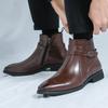 Fashion New Arrival Winter Fashion Designer Pointed Black Brown Chelsea Ankle Boots Men's Casual Luxury High-top Shoes Zapatos Hombre