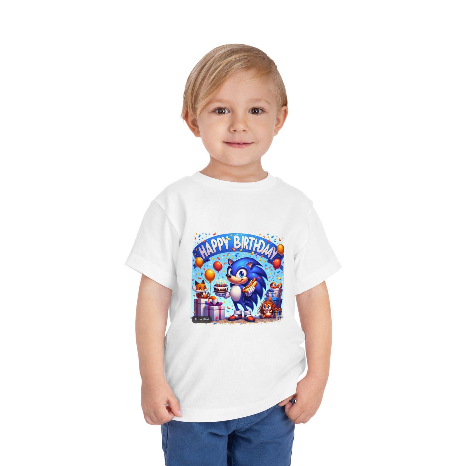 Happy Birthday Blue Hedgehog Toddler Tee | Birthday Party Shirt, Balloons 150