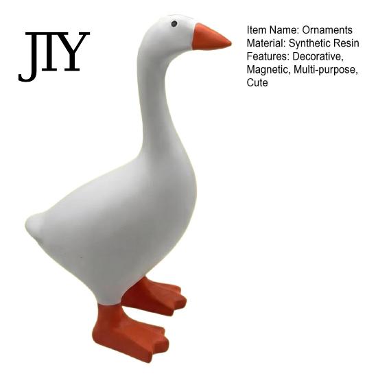 Small Metal Item Organizer Magnetic Duck Key Holder, 6.7 Inch White Resin Table Goose Statue with Strong Magnet Home Decor Figure for Keys And Items,