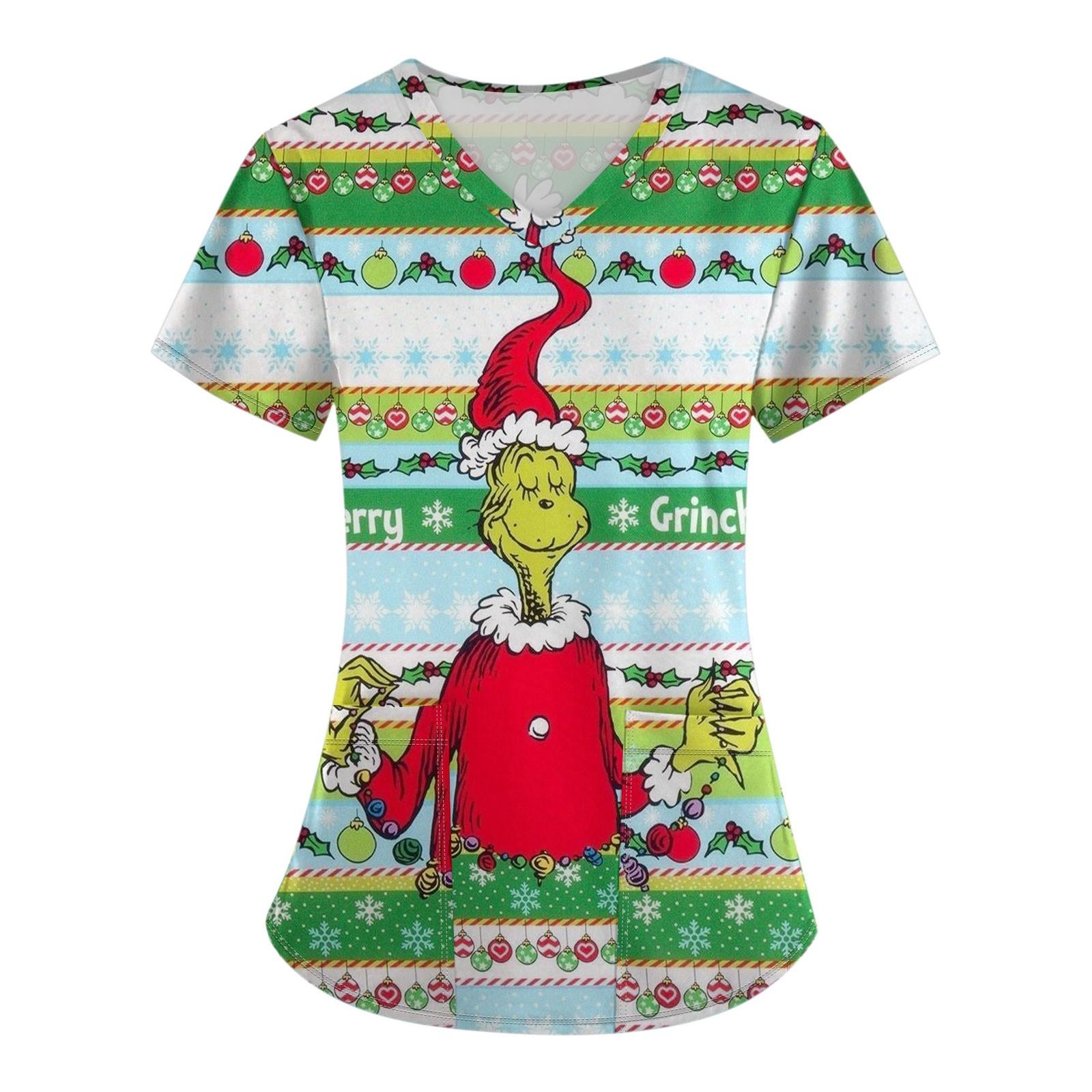 

Женский топ с коротким рукавом и крестом с дефолиацией и V-образным вырезом с карманом и принтом M