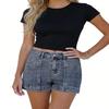 Women's Color Jeans Stretch Slim Fit Distressed Denim Shorts