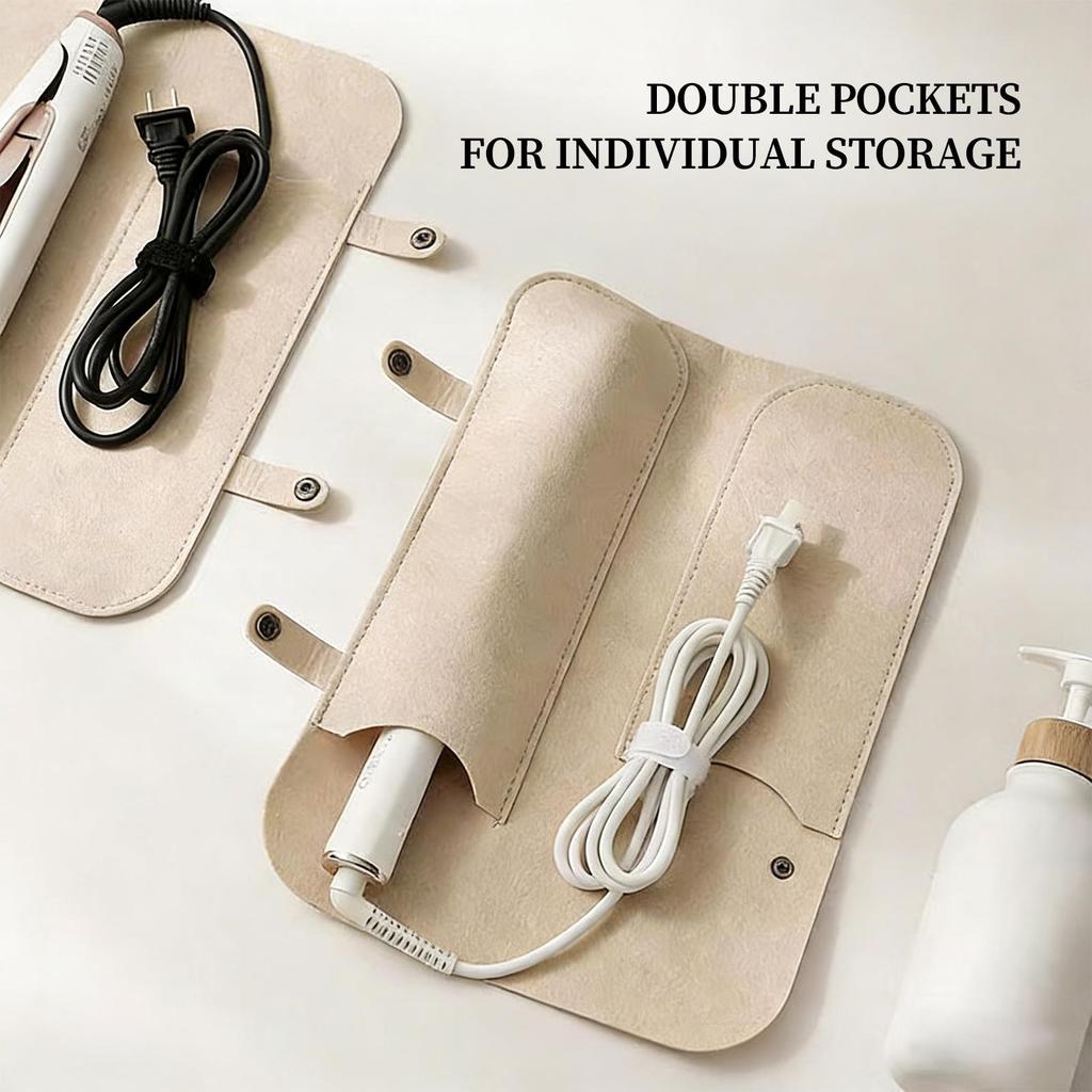 Hair Straightener Bag Styling Tool Straightener Organizer Flat Iron Travel Case Heat Insulation Mat for Brush Attachments
