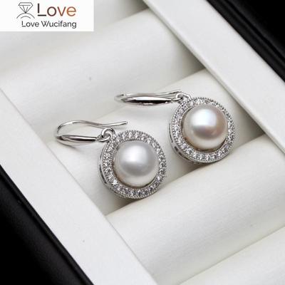 Real White Natural Freshwater Pearl Earrings For Women ,925 Sterling Silver Earrings Girl Birthday Gift
