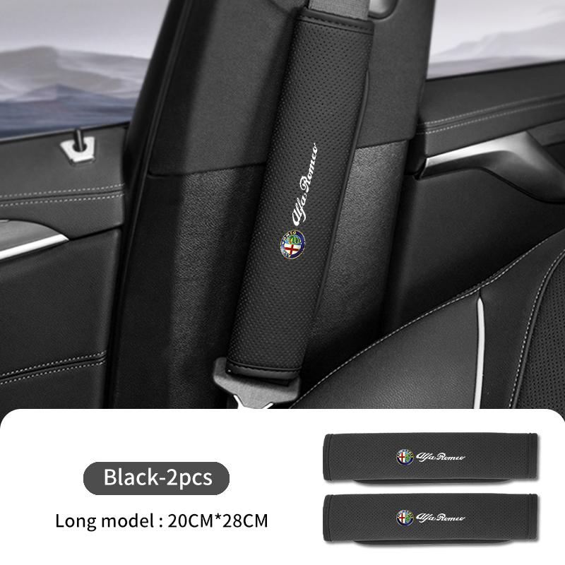Car Seat Belt Shoulder Cover Leather Shoulder Protector Pad For Alfa Romeo 159 Giulietta 156 147 Giulia Mito GT Stelvio Spider
