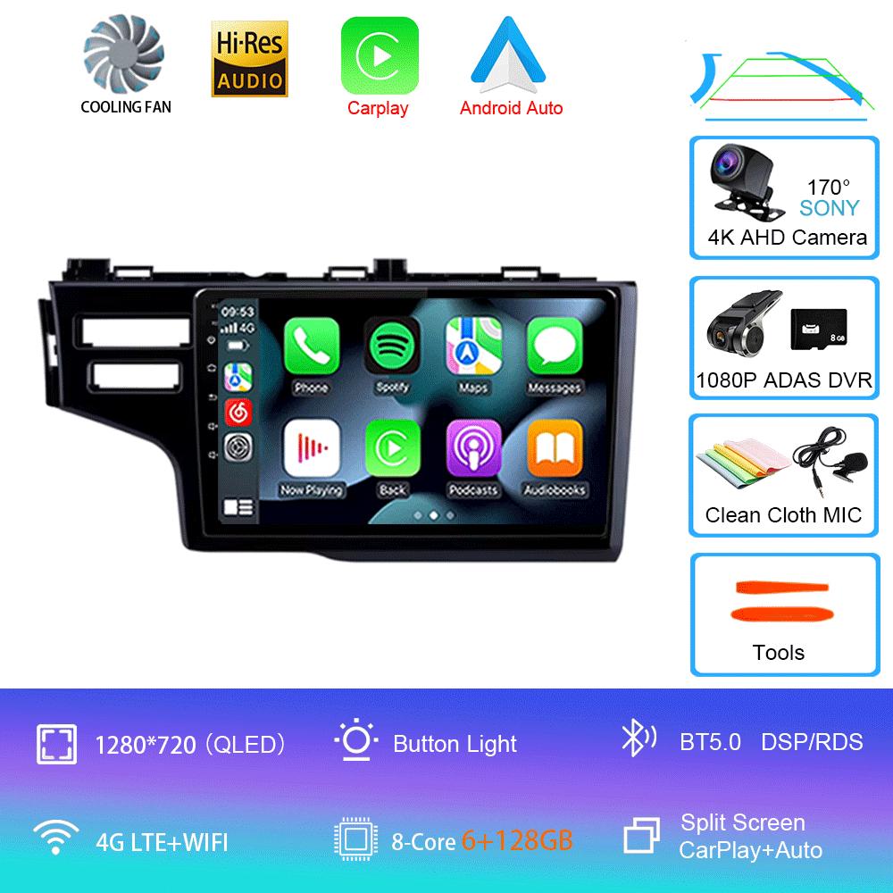 Android 14 Car Radio For Honda Jazz 3 2015 - 2020 Fit 3 GP GK 2013-2020 QLED Multimedia Player GPS Navigation BT Carplay Auto