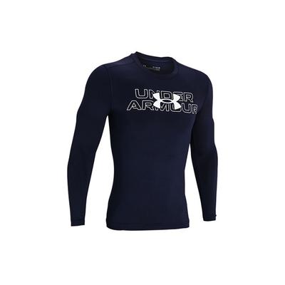 Camiseta de Compressão de Treino Esportivo Manga Longa Gola Redonda Masculina Tops Azul-Marinho 1369728-410