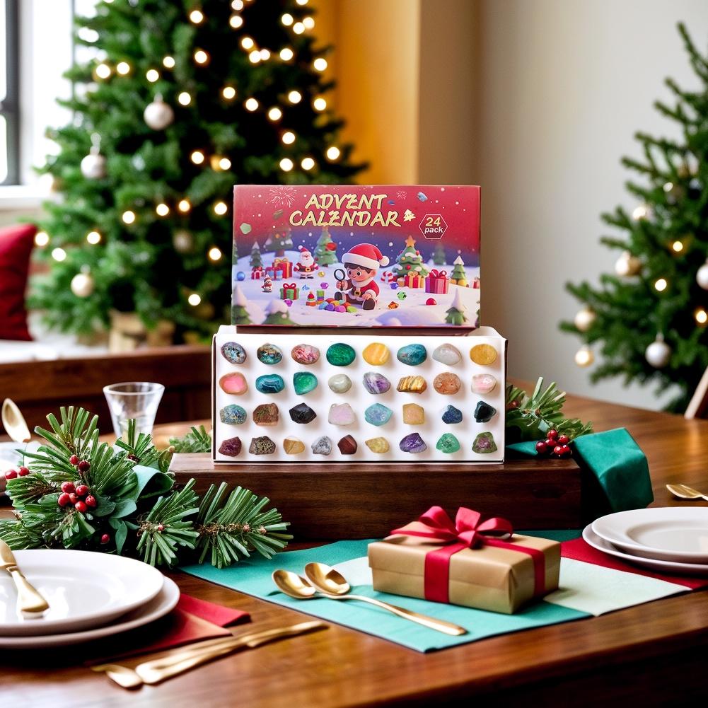Noel Advent Takvimi 24 Gün Kaya Koleksiyonu Noel Geri Sayım Takvimi Kuvars Kristali Taşı Noel Çocuk Hediyeleri