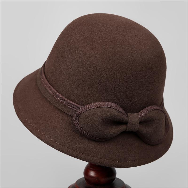 

Шляпа рыбака из чистой шерсти, тысяча золотых ветров, элегантная, детская, осенне-зимняя, темпераментная, шляпа-ведро, ретро цилиндр M（56-58cm） темно-коричневого