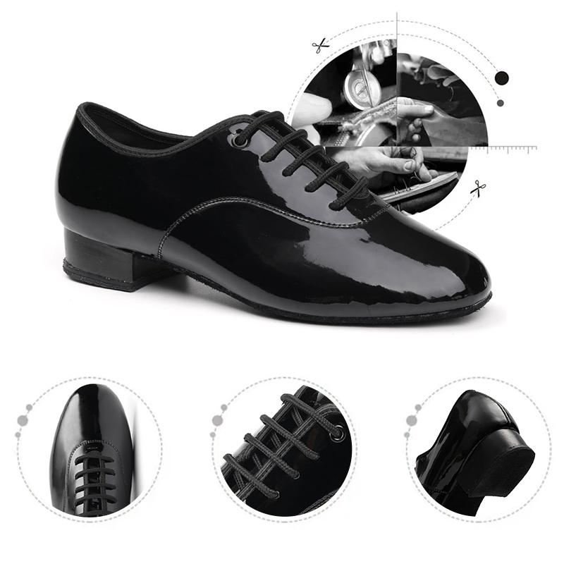 Herren Jungen Atmungsaktive Gesellschaftstanzschuhe Latein Jazz Tango Walzer Schwarze Lederschuhe