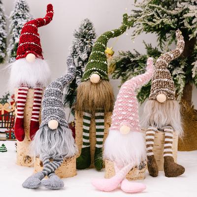 Weihnachten Gesichtslosen Puppe Gnome Ornament Hängen Beinen Puppen Dekorationen Gestreiften Stricken Hut