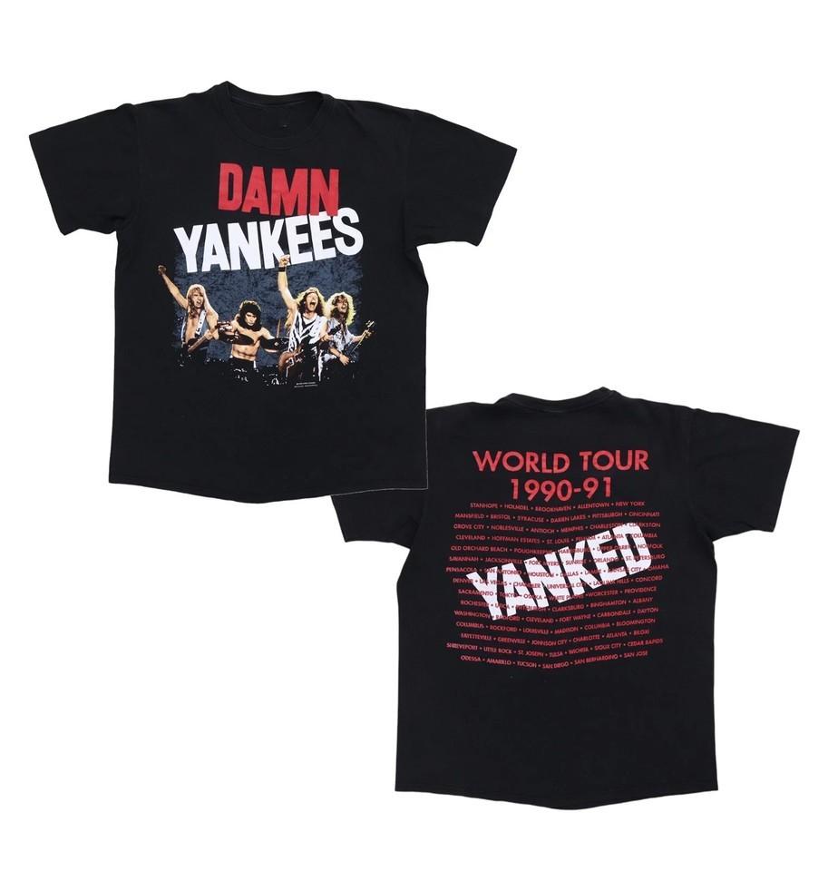 2 Sides 1990 Tour Dates Damn Yankees Band Shirt Black Unisex S-5XL Unisex T-Shirt XL