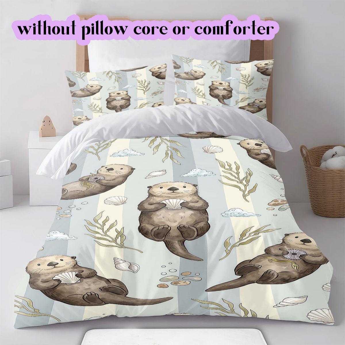 

Cute animal watercolor stripes Pattern Bedding,Quilt Set Quilt Cover Pillowcase Home Birthday Gift (1*duvet cover+2*pillowcase,without core) 135x200cm