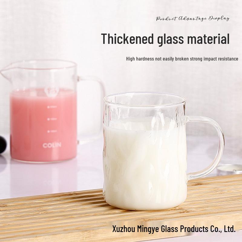 Heat-Resistant Glass Milk Cup with Straw and Handle