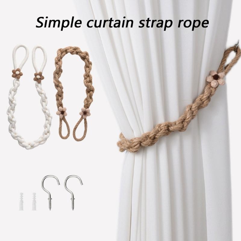 Curtain Tiebacks,Curtain Tie Backs for Curtains Drape Tieback Holders Cord with Metal Hook for Bedroom Farmhouses Decors