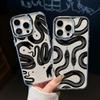 Black Luxury Snake Phone Case For iPhone 17 Air 16 E 15 14 13 12 11 Pro Max Plus SE 2020 2022 Transparent Soft Cover