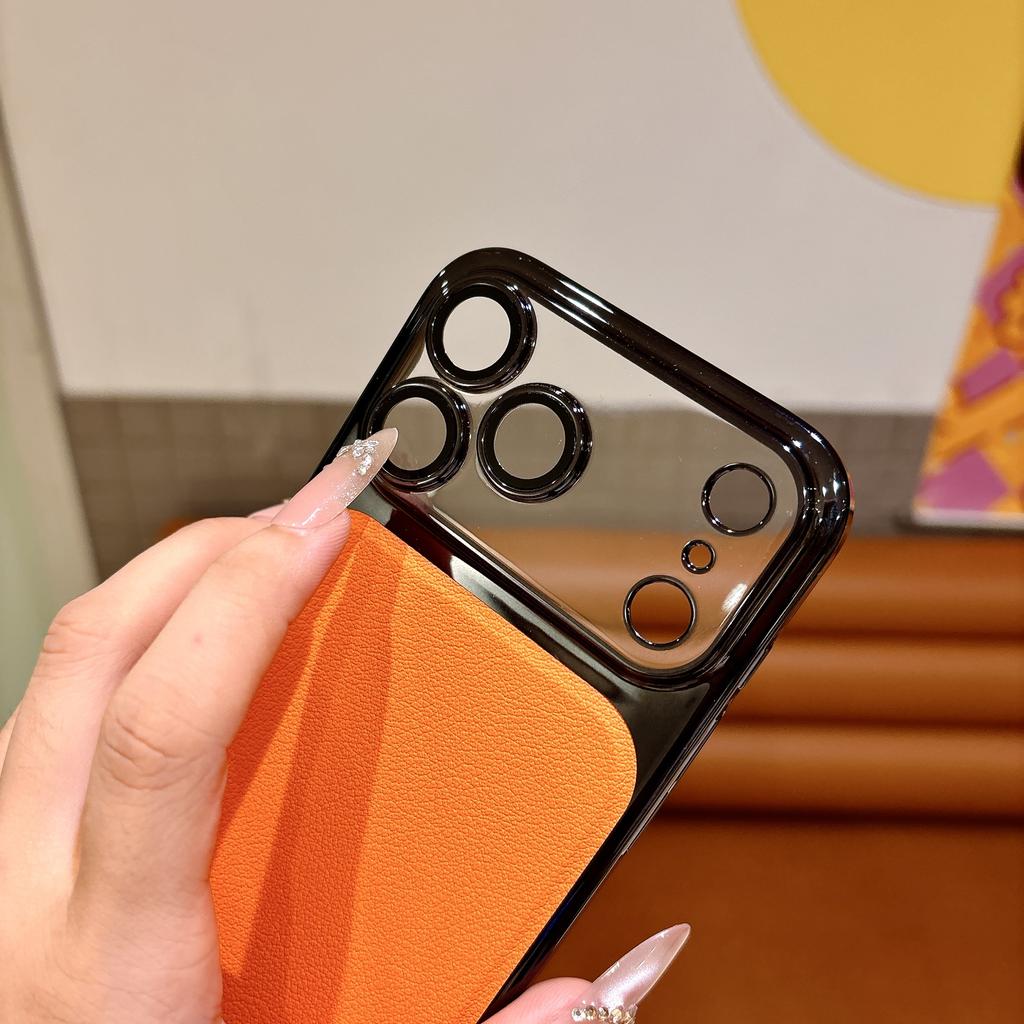  Plating Bumper Lychee PU Leather Phone Case For iPhone 17Air 16 15 Pro Max 17pro Shockproof Lens Protect Hard Cover Funda