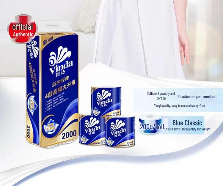 Carta Igienica Vinda Classic Blu, 2000g, 10 Rotoli con Anima