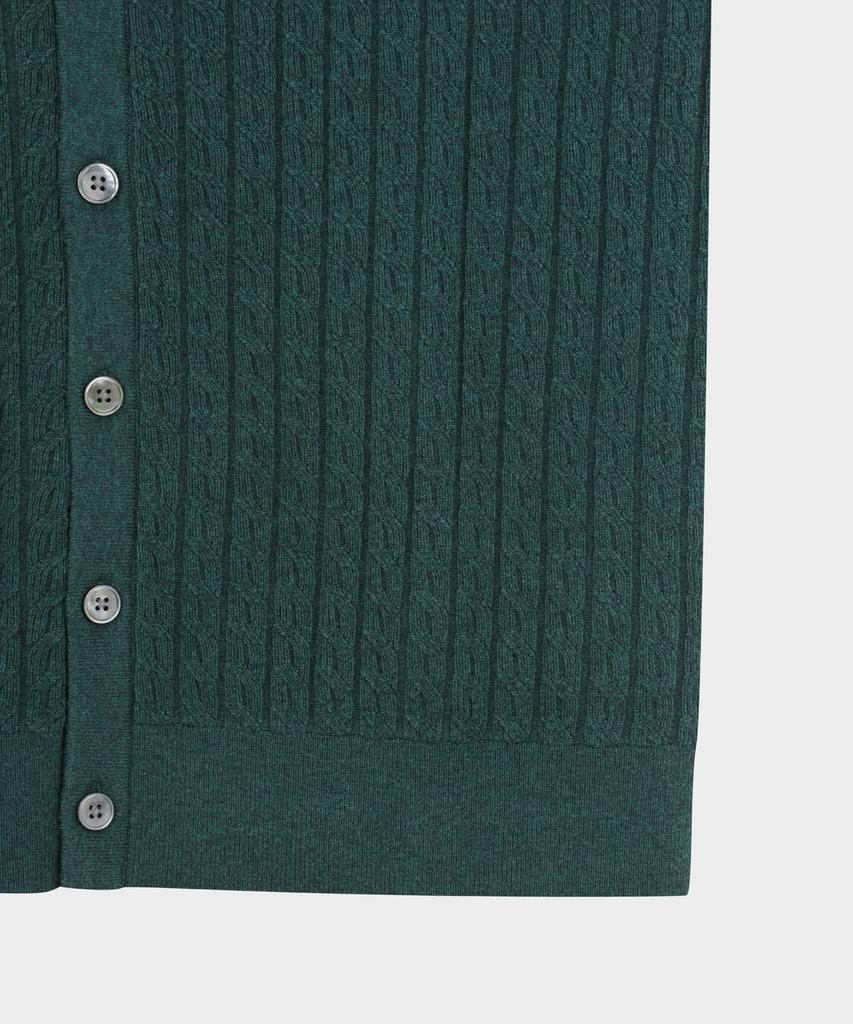 Brooks Brothers Cotton Cable Polo Cardigan (Green) (Bbwcmmf302)