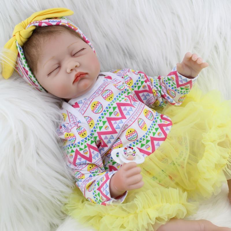 BZDOLL 55 CM 22Inch Soft Cloth Body Vinyl Reborn Girl Doll Realistic Sleeping Newborn Babies Birthday Gift Present Kid Fashion Toy