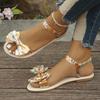 Chaussures pour Femmes 2026 Été Nouvelles Sandales Plates pour Femmes Semelles en Caoutchouc Antidérapantes Sandales Légères d'Extérieur pour Dames Chaussures Quotidiennes