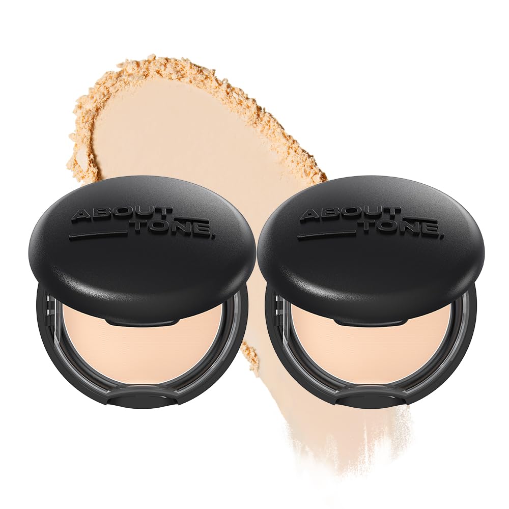 [О ТОНЕ] Пудра-пуф #03 Натуральный 9 г (Набор из 2) Пудра, Набор косметики, Контроль блеска, Пудра для лица, Подходит для холодных и теплых подтонов кожи