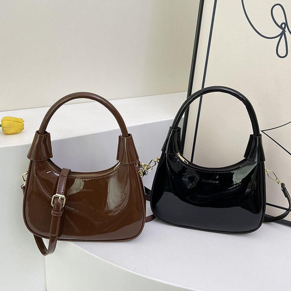 Elegant PU Hobo Bag Solid Color Texture Handbag Storage Bag French Underarm Bag Women