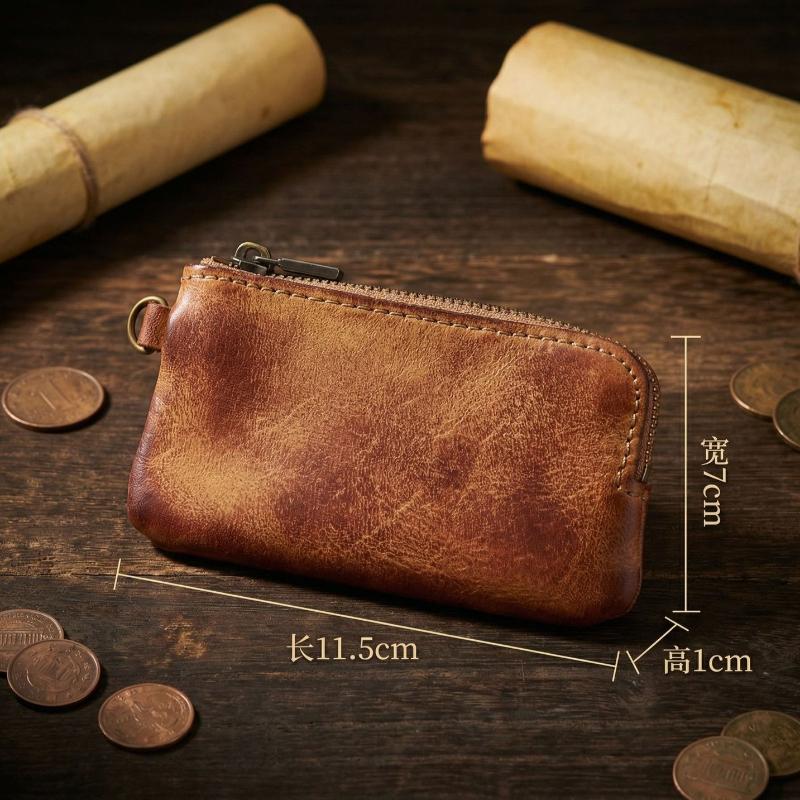 Coin Purse for Men,Change Pouch for Men,Genuine Leather Mens Tray Purses Coin Purse Cash Wallet Key Holder Money Pouch