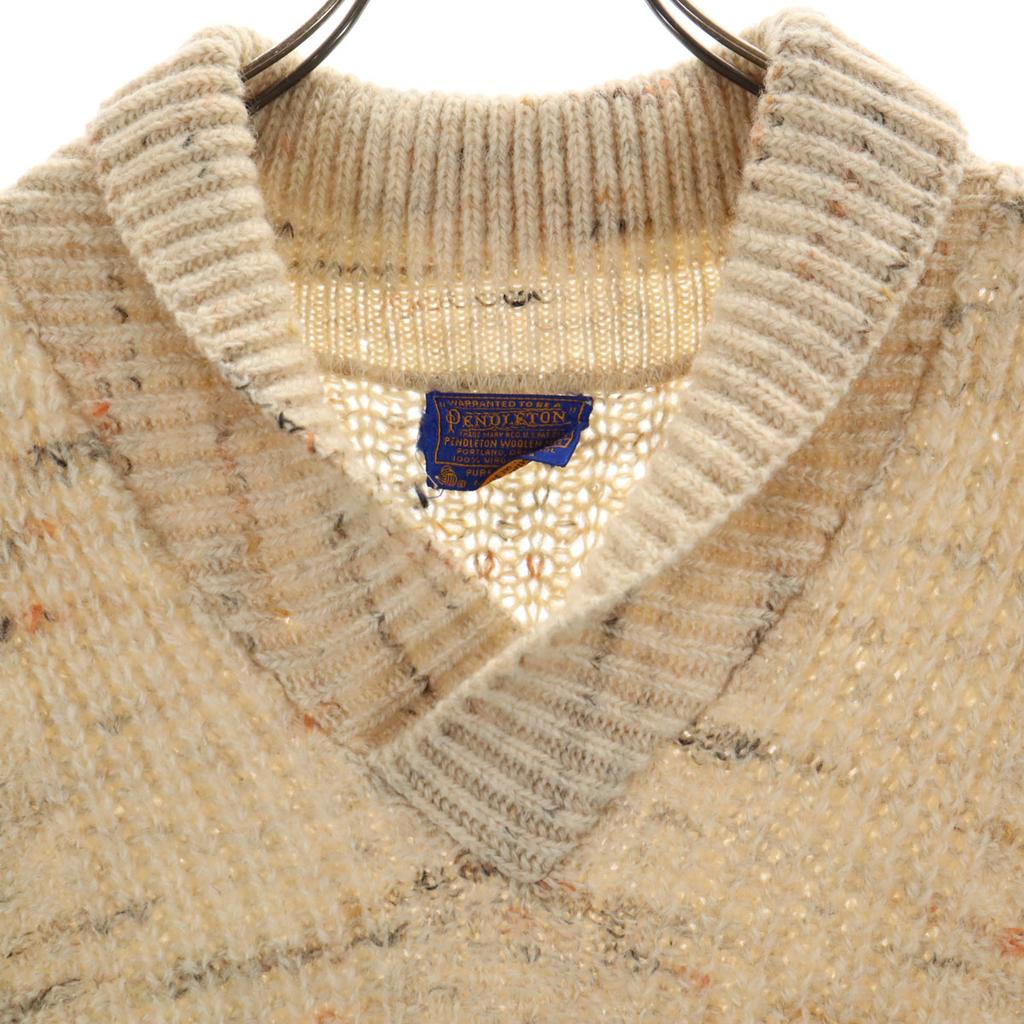 PENDLETON 70s Made In USA Vintage Long Sleeve Sweater XL Beige Knit Men's Used