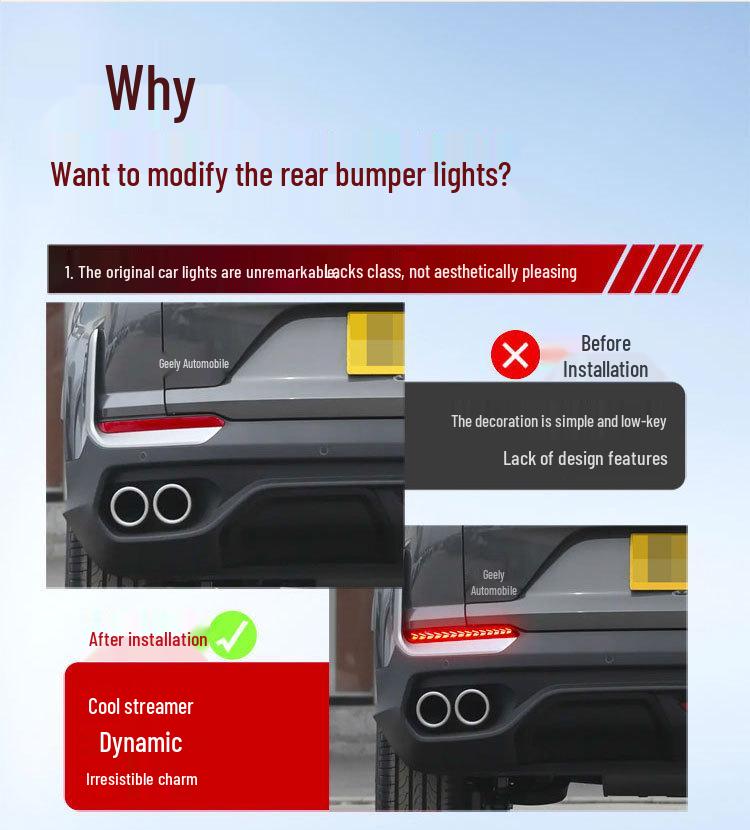 Fits 25 Geely Binyue L models: Rear LED Brake Lights, Proton X50 Flowing Tail Lights.
