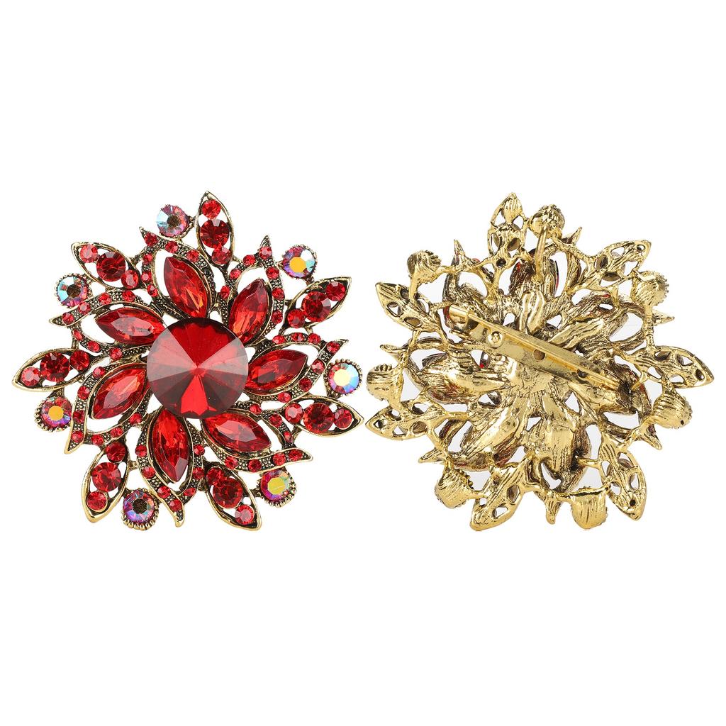 2 ks Květinová brož Retro Diamantová Módní Oblečení Oblek Klopa Korsáž DoplňkyČervená