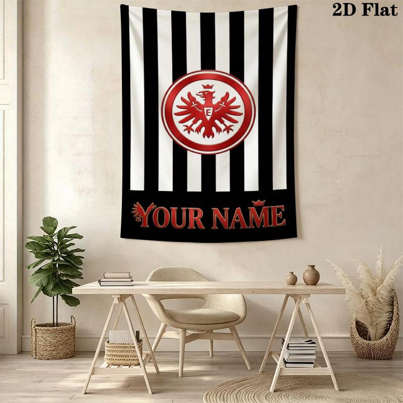 Name Custom Eintracht Frankfurt logo Wall Tapestry Aesthetic Wall Hanging Printed Fabric Blanket Decorative Tapestries for Bedroom Living Room Home De