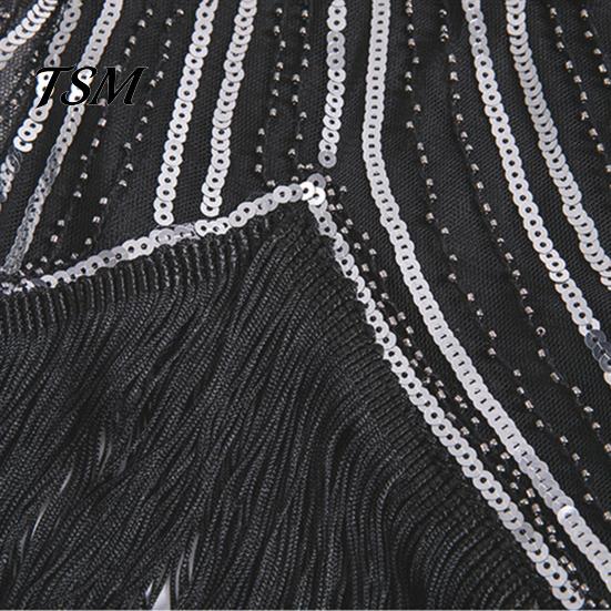 Sleeveless Dress Tassels O-Neck Women Fashion Summer for Banquet