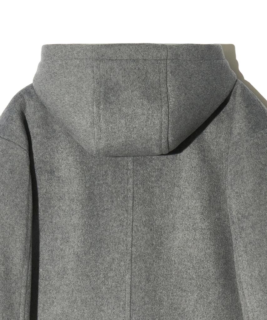 Peace Maker Hand Stitch Hoodie Maxi Wool Coat (Grey)