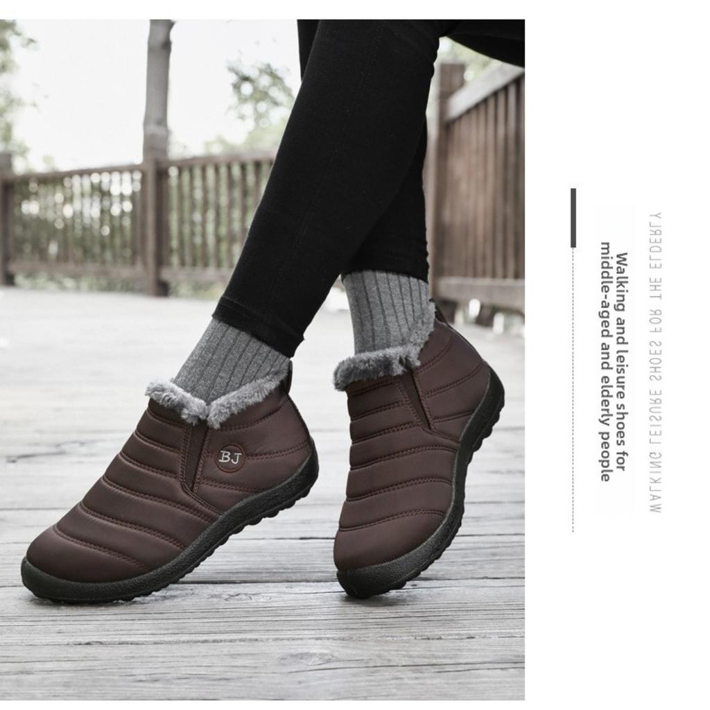 Cotton Shoes for Couples, Oversized Women's Shoes, Resistant Snow Boots with Thick Fleece, Short Boots for Warmth, Soft Sole, Low Cut Cotton Boots