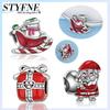 Copper Plated Original Charms Christmas Red Santa Snowman Gift Box Beads Fit Bracelet Women'S Jewelry Gift