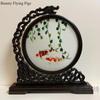 1pc, Su Embroidery Ornaments, Chinese Embroidery Crafts, Double Sided Embroidered Ornament, Solid Wood Desktop Decoration