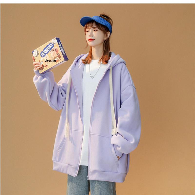 Women's Anti-Pilling Plush Thickened Winter Long-Sleeved Loose Zipper Cardigan Baseball Jacket