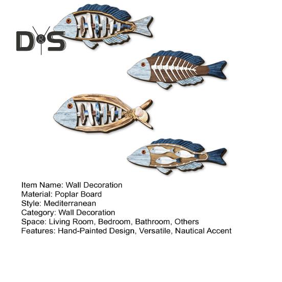 4 Τμχ Ναυτική Διακόσμηση Τοίχου σε Σχήμα Ψαριού Χειροποίητο Πολύχρωμο Σχέδιο Χειροποίητη Παράκτια Διακόσμηση Διακόσμηση με Παράκτιο Θέμα Λίμνης