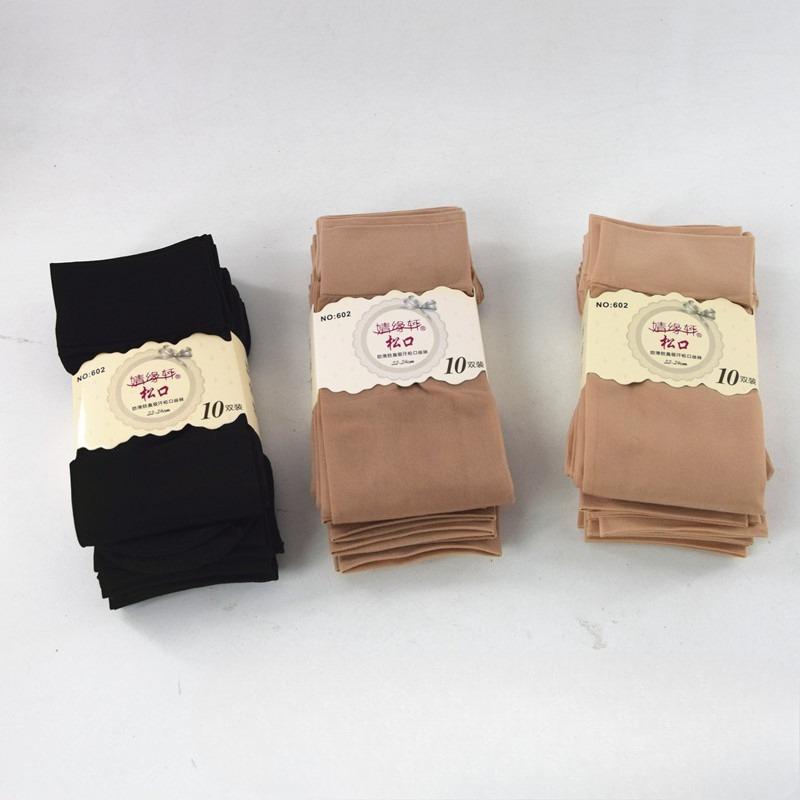 10 Pairs of Summer Light-weight Women's Loose-spun Steel Wire Stockings, Anti-slip, Straight Tube, Plain Style, Long-length Stockings