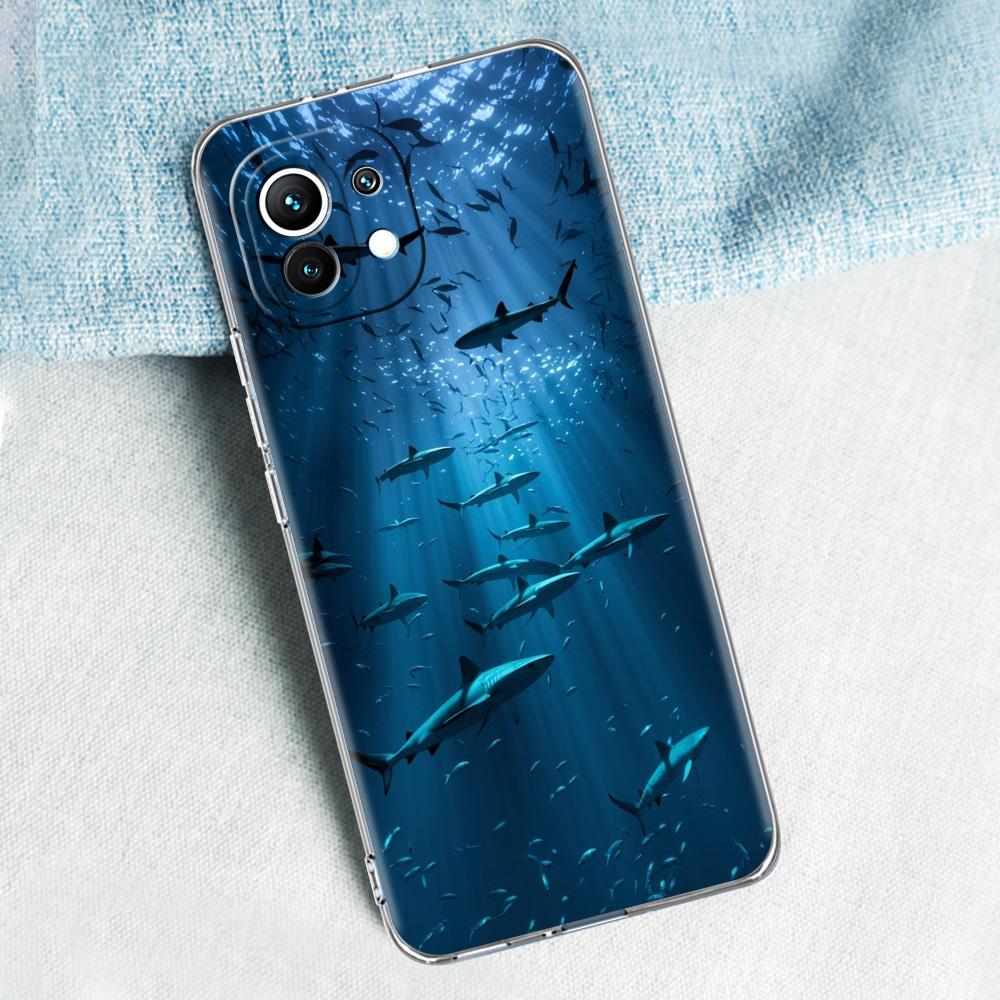 Phone Case For Xiaomi Mi 15 14 13 12 11 Lite 15T 13T 12T Pro Poco X7 X6 X5 Pro 5G X3 NFC F7 F6 F5 Clear Cover Shark