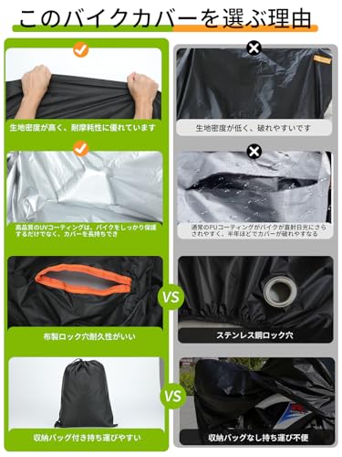 Anzentakai Motorcycle Cover, 420D Oxford Cloth [2025, Easy to Use] Thick, Heat-Resistant, Waterproof, Windproof, with Chain Holes, Storage Bag, Reflec